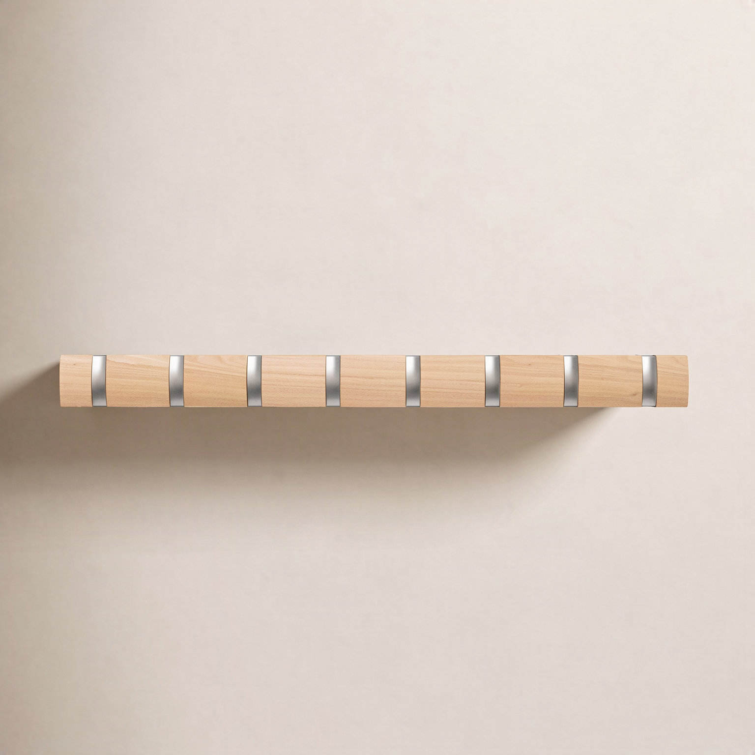 Ainikki 8-Hook Solid Wood Coat Rack, Natural