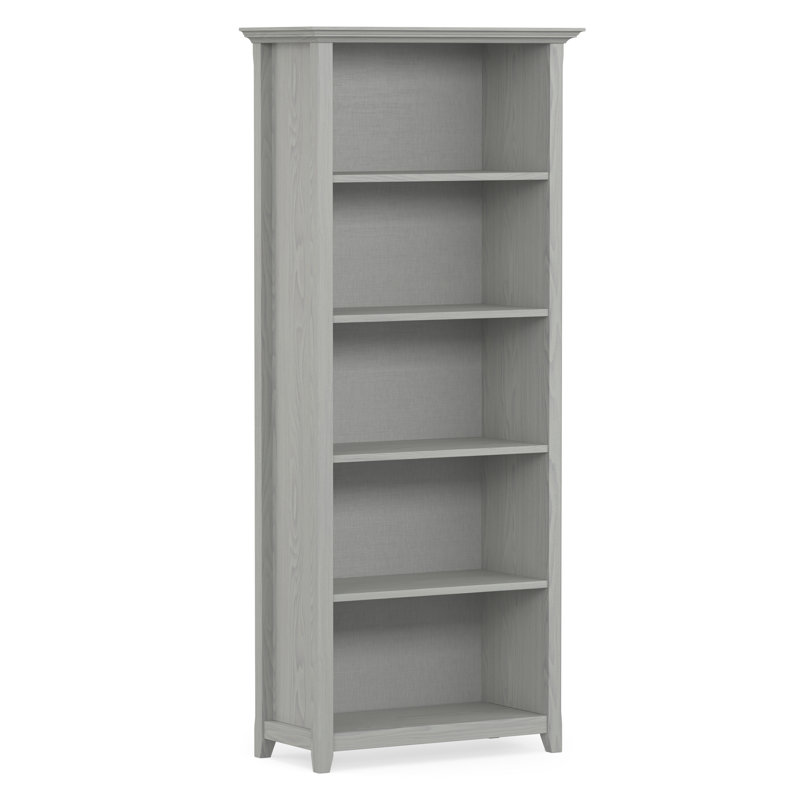Amherst 30"W Solid Wood 5 Shelf Bookcase with Adjustable Shelves, Brouillard gris