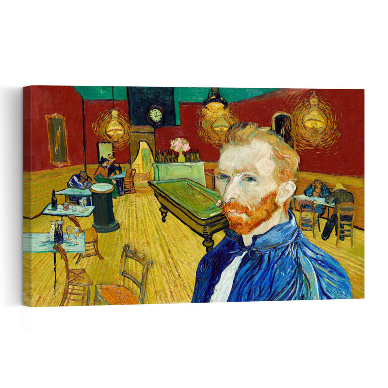 Portrait d'un café de nuit, coloré, dramatique et vibrant, impression d'art mural, 32" H x 48" W