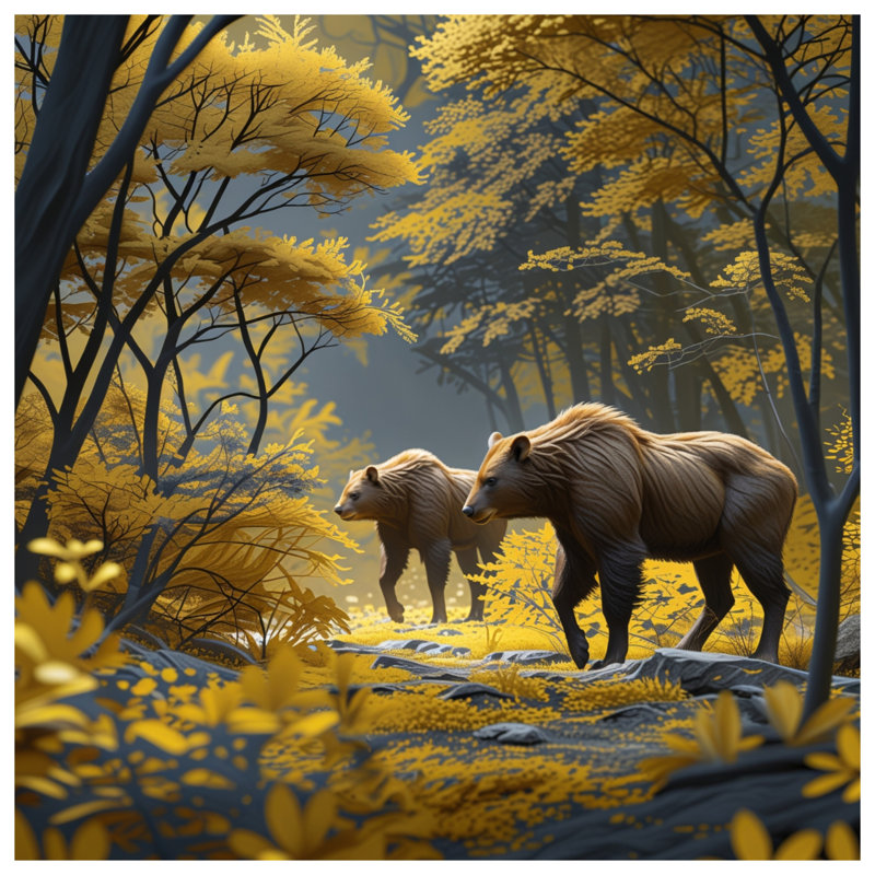 Bears In Autumn Forest Housses de couette, Lit simple