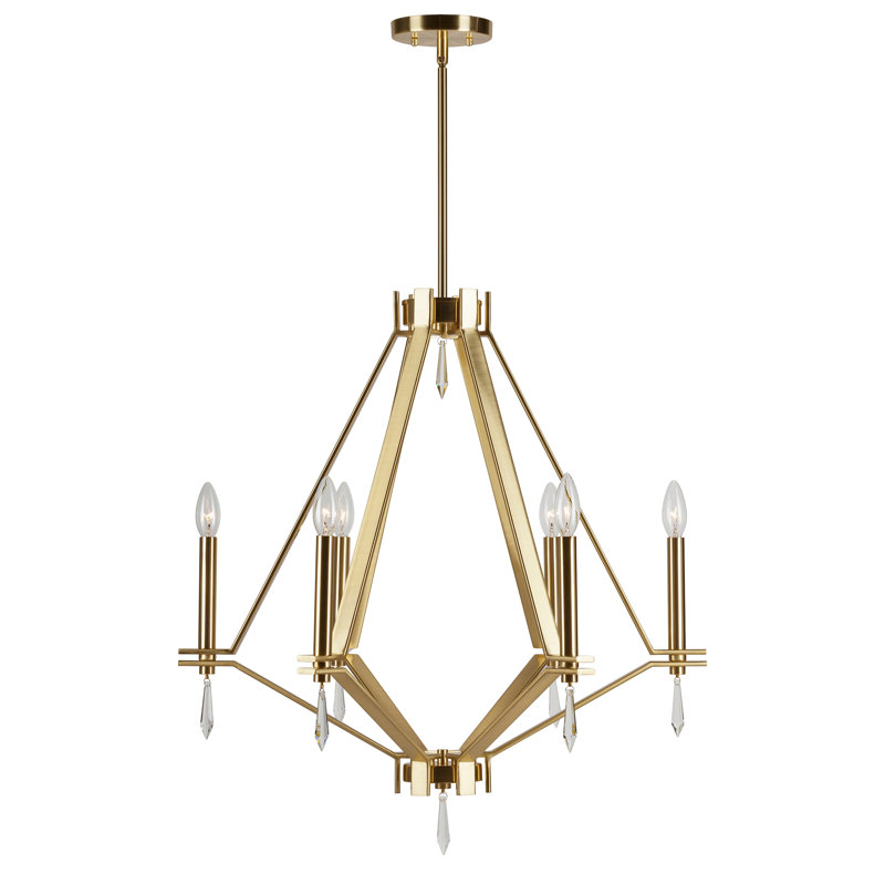 Lustre 6 lumières façon bougie litisha, Or doux