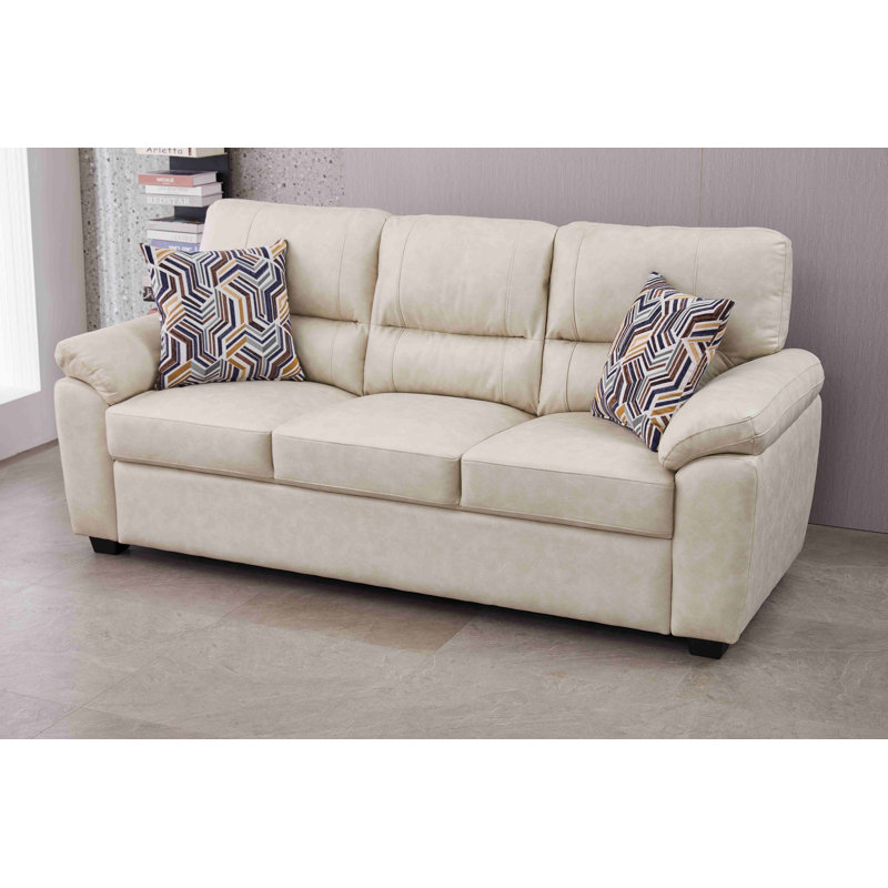 80.5'' Wide Faux Leather  Sofa, Beige