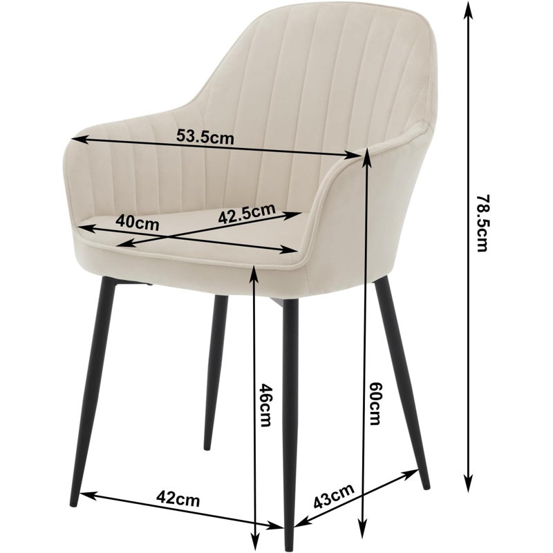 Valter 46cm H Velvet Upholstered Armchair, Beige