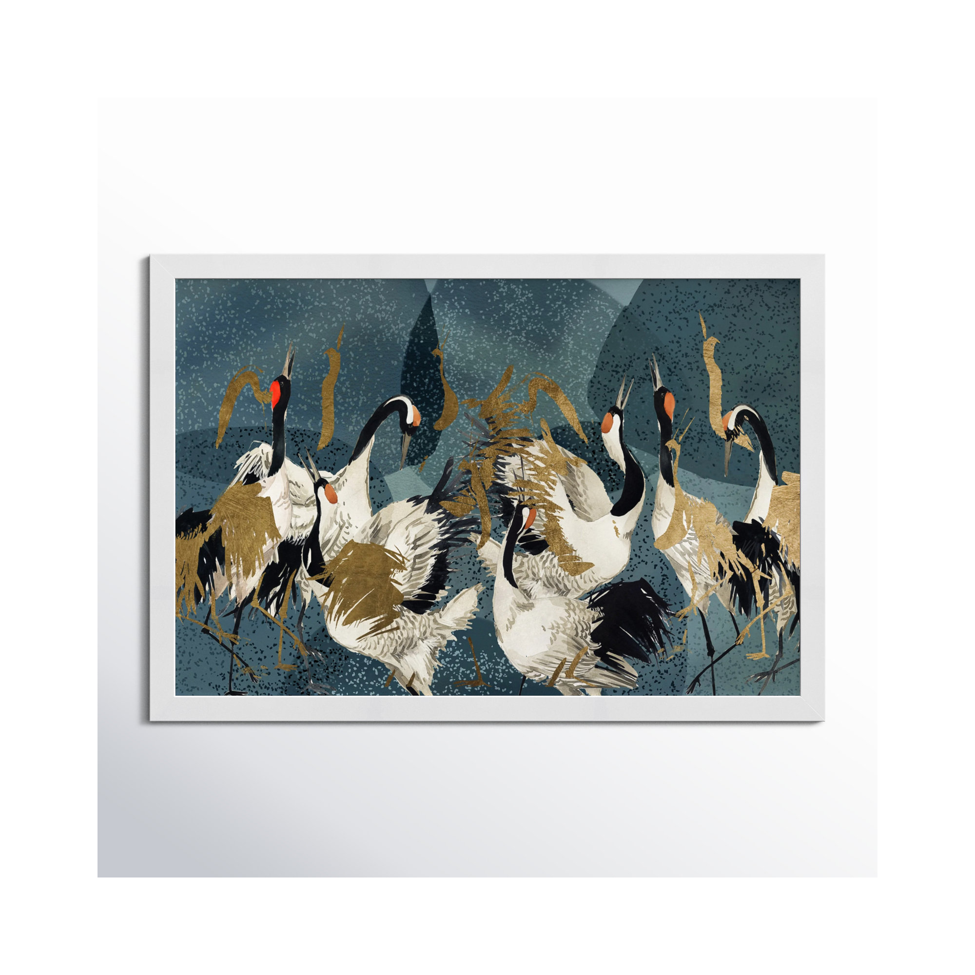 Crane Love by Oliver Gal, White Framed, 18" H x 26" W
