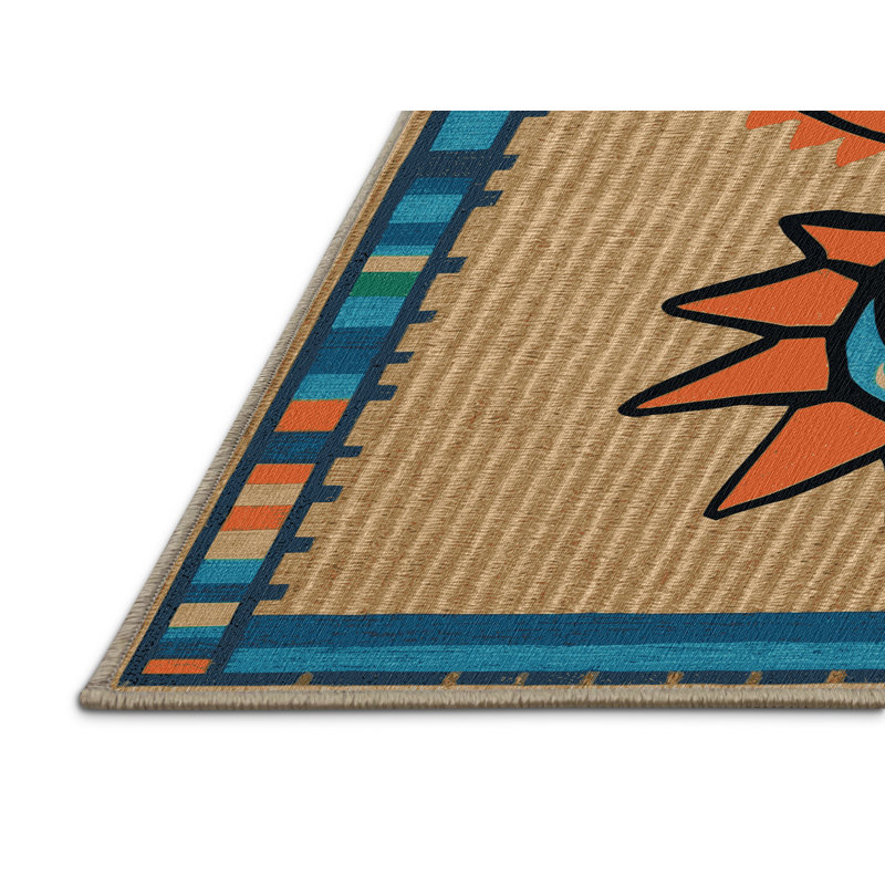 Machine Washable Dinosaurs Brown Area Rug, Rectangle 5' x 8'