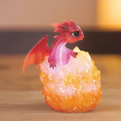 Figurine dragon rouge sur glaçon 6 "H