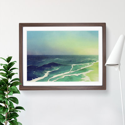 Aqua Ocean Beach 1 Piece Single Picture Frame Wall Art