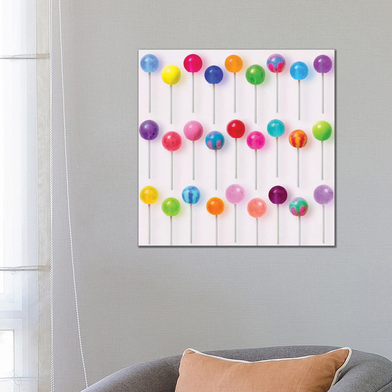 « Sucettes colorées » par Erin Summer-impression d’art graphique, Pas de tapis, Toile tendue, H 26 po x l 26 po x P 1,5 po