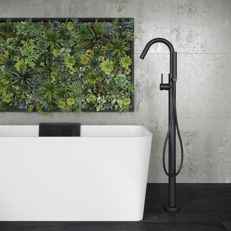 Single Handle Floor Mounted Freestanding Tub Filler Trim, Matte Black