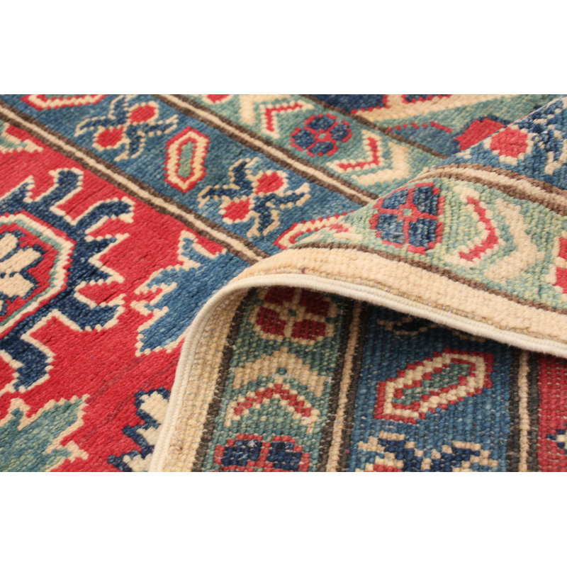 Tapis unique en laine noué à la main rouge Gazni des années 2010 de 9 pi 10 po x 13 pi 7 po Qaiden