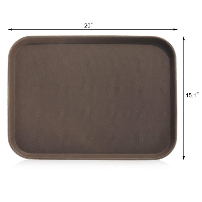 Rectangular Restaurant Grade Non-Slip Tray With Rubber Lined Plastic