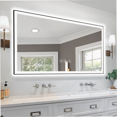Miroir de salle de bain sans cadre à DEL, miroir intelligent
