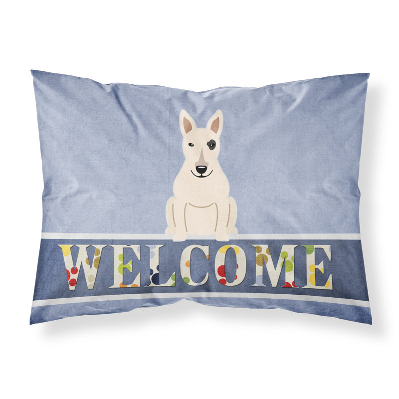 Taie d’oreiller welcome, Bull terrier blanc