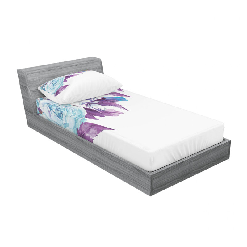 Microfiber Floral Sheet Set, Twin Sheet Set with Fitted Sheet