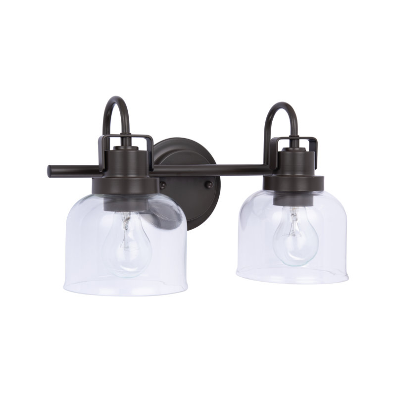 Bronze and Black 2-Light Dimmable Vanity Light with Clear Glass Shades