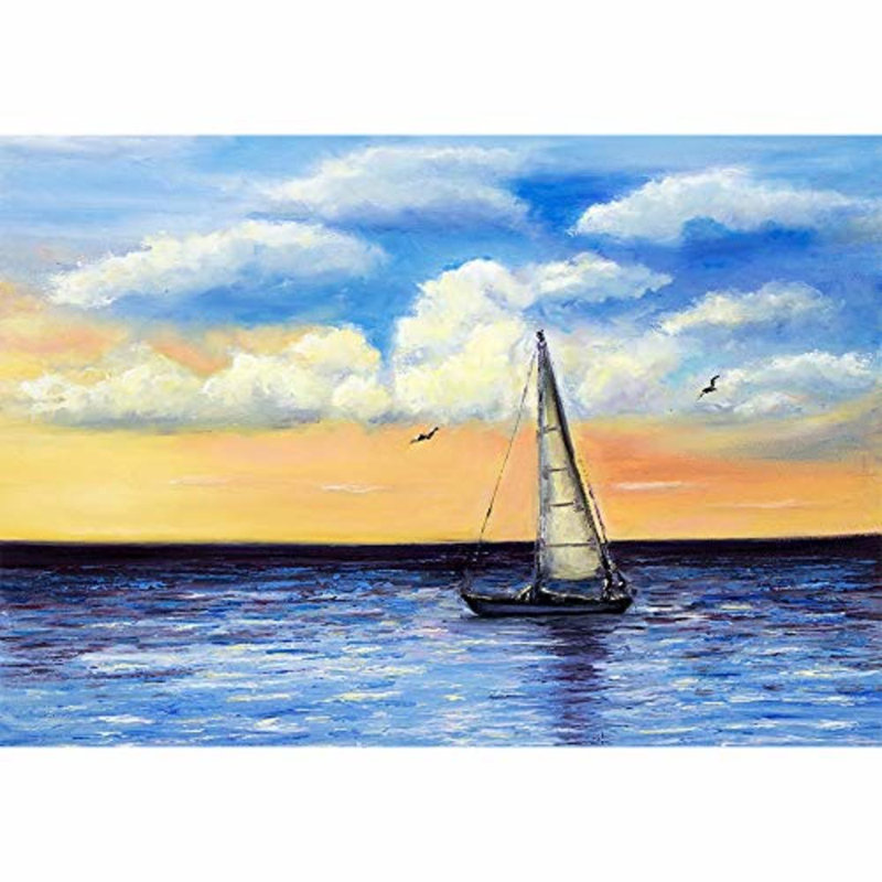 Magnifique voilier sur la mer, murale, L 100 po x l 144 po