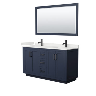 Miranda 60" Freestanding Double Bathroom Vanity with Quartz Top with 58" Mirror