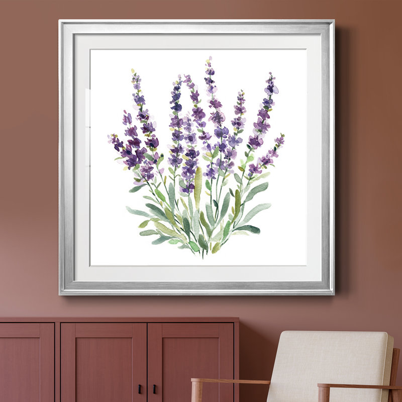 Lavande botanique II - peinture encadrée, H 30,5 po x l 30,5 po x P 1,5 po, Encadrement argenté