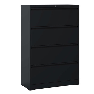 4 Lateral Filing Cabinet, Heavy-duty Metal, Quiet Extension Drawers, Space Office Storage Design