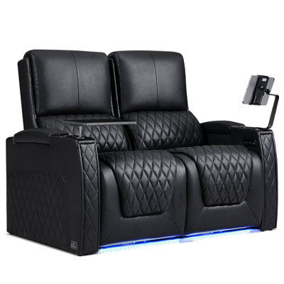 Haiylee Zero Gravity Home Theater Seating Top Grain Leather Recliner Sofa Power Headrest Footrest