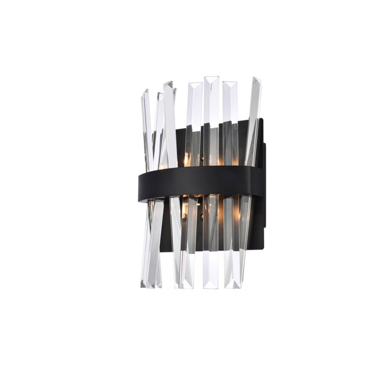 Applique murale encastrée à intensité variable Athol, Noir, 2 Lights, 12" H x 4" W x 8" D