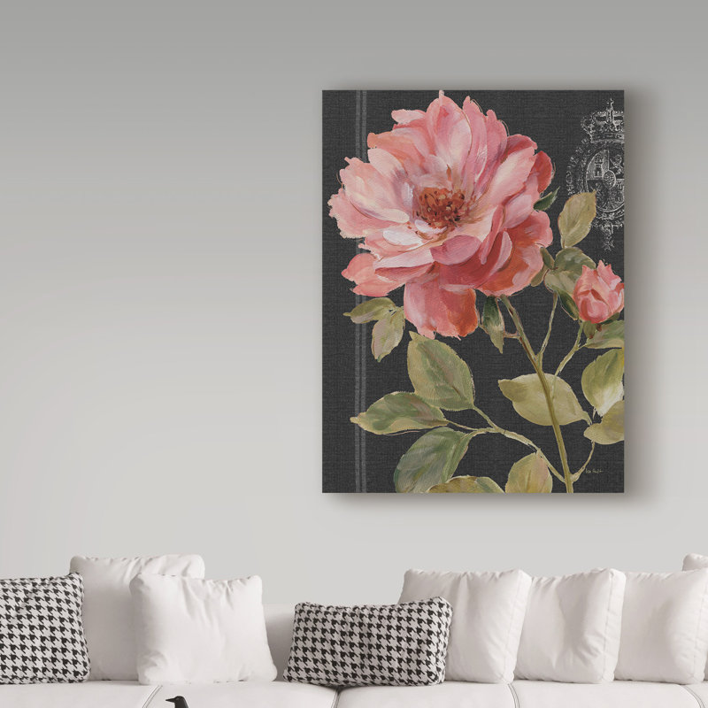 «Harmonious Rose Black», reproduction de peinture acrylique sur toile tendue, H 19 po x l 14 po