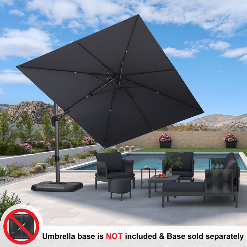 Parasol en porte-à-faux rectangulaire pivotant de gauche à droite pivotant 12 pi x 9 pi avec rotation à 360 degrés Rosetter