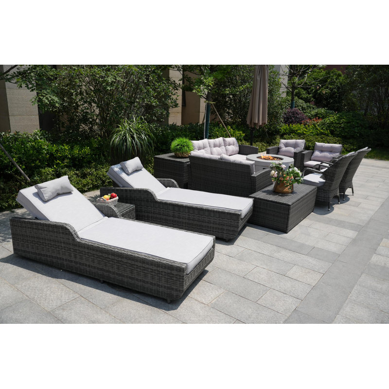 Almanza 11 - Person Patio Conversation Set with Cushions