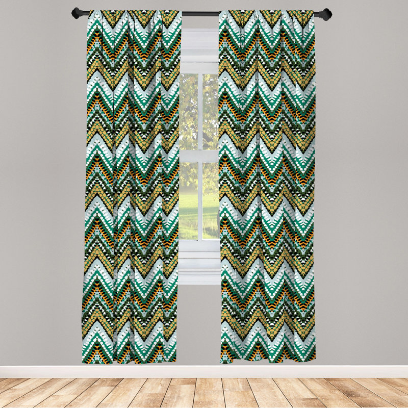 Ethnic Semi-Sheer Rod Pocket Curtain Panels, 28" x 95"