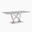 Table de salle à manger en marbre pour 6 personnes, table de salle à manger rectangulaire en faux marbre 70 po avec base en acier inoxydable à finition miroir, table de cuisine moderne en marbre de grande taille (argent, gris)-2006663044-2006663051