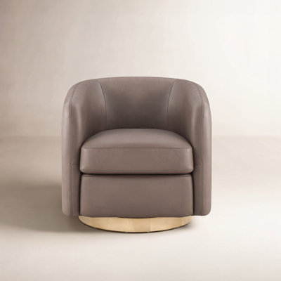 Becki Owens for Joss  Main Genuine Leather Swivel Barrel Chair