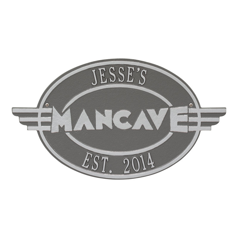 Décoration murale à plaque personnalisable man cave Moderno, Oui, Gris / Argent