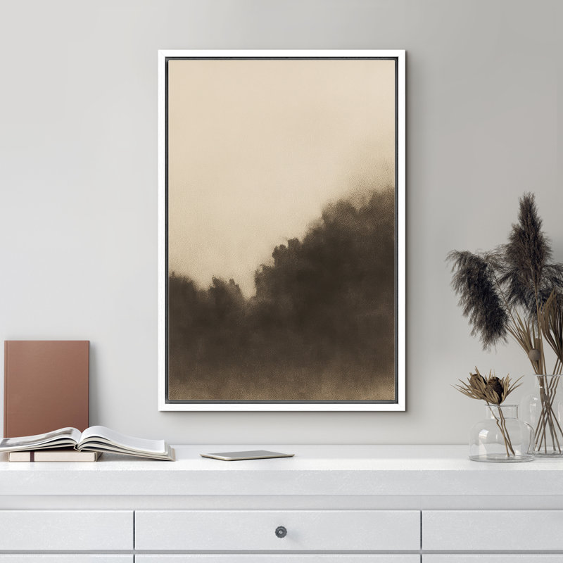 «Earthy Brown Abstract Misty Landscape Art», reproduction d'art sur toile encadrée, H 24 po x l 16 po x P 1,5 po