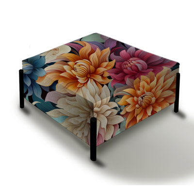 Vibrant Garden Dive Floral Pattern - Floral Large Square Ottoman