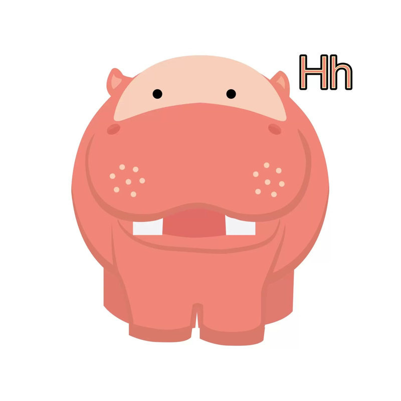 H Is For Hippo by 5by5collective - Wrapped Canvas Gallery-Wrapped Canvas Giclée, 30.48 cm H x 30.48 cm W