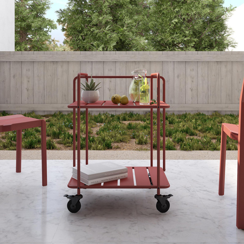 Eloria Metal Bar Cart, Red