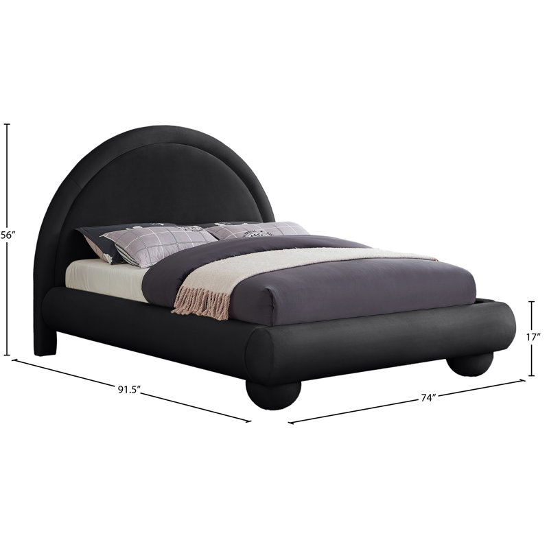 Madrid Velvet Bed, Queen, Black Velvet