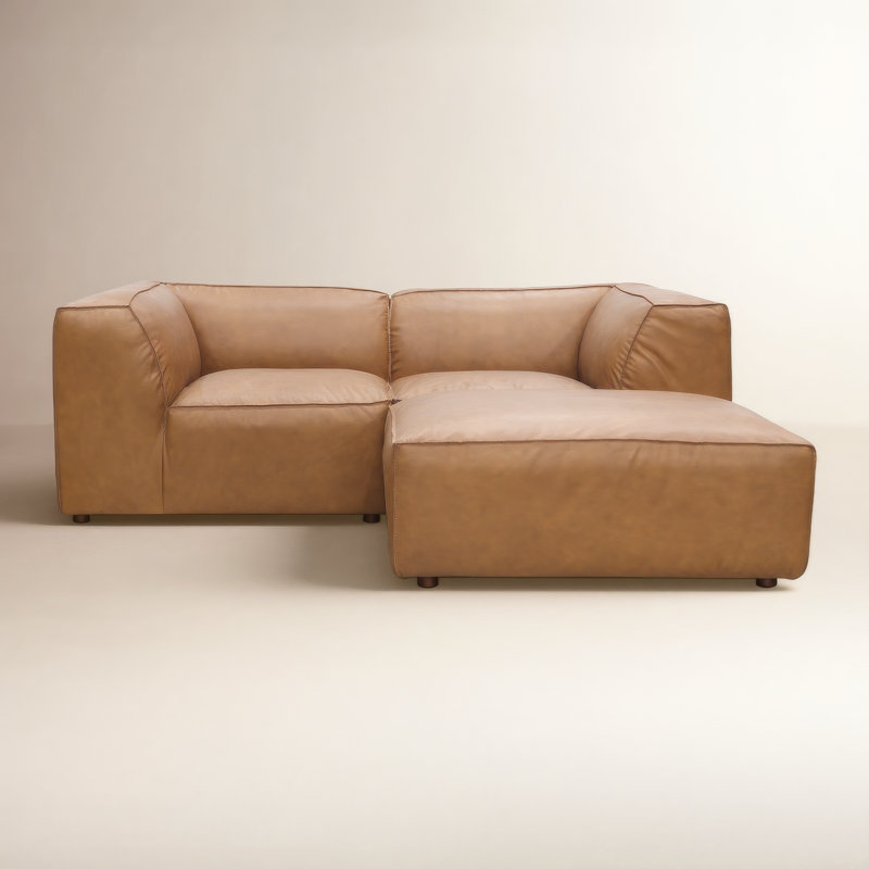 Foley 3 - Genuine Leather Modular Sectional, Tan Top Grain Leather