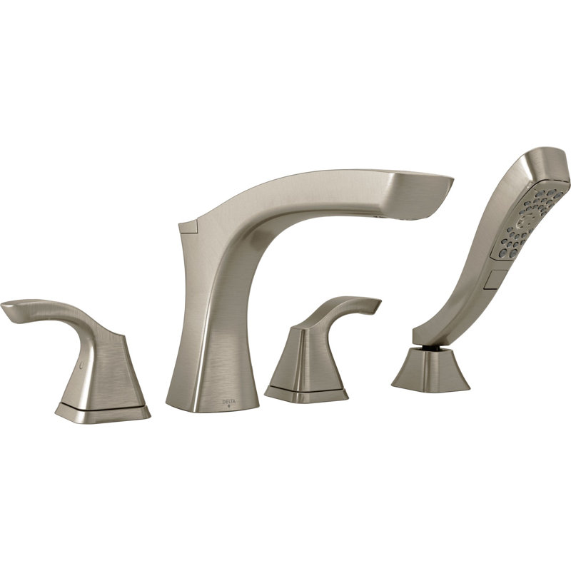 Garniture de robinet de baignoire romaine à deux poignées à fixation sur le comptoir avec douchette Tesla®