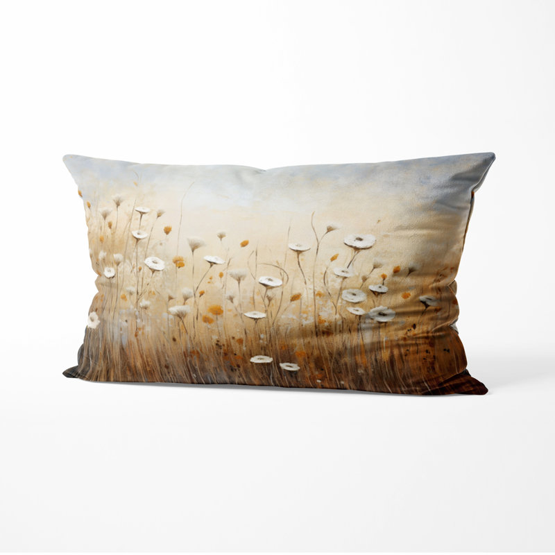 Coussin décoratif imprimé minimaliste Meadow Magic III, H 12 po x l 20 po