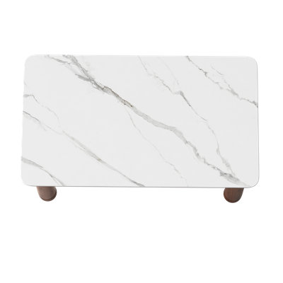 63" Modern Faux Marble Dining Table, Rectangular Kitchen Table with 3.94" Chunky Solid Wood Legs & Curved Corners, 1000 lbs Capacity