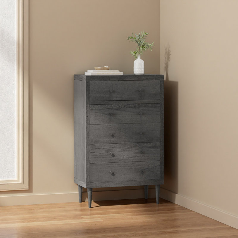 Commode 5 tiroirs Nordic, Gris