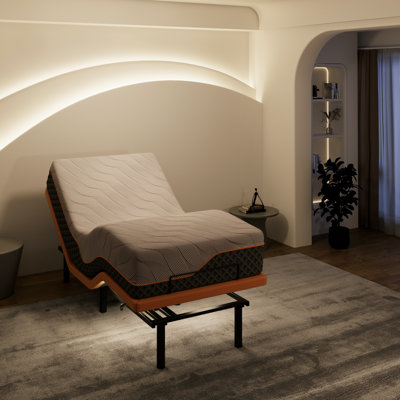 Zero Gravity Adjustable Bed with 14" Hybrid Mattress, Massage, Wireless Remote, App Control, Zero Gravity, Underbed Light, USB & Type C Ports on both sides