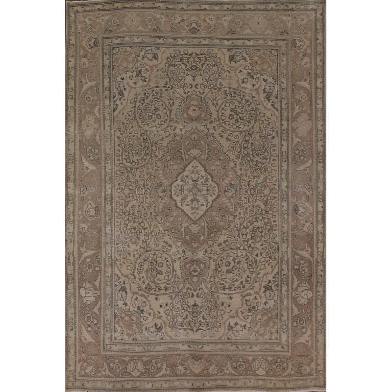 Tapis unique en laine noué à la main de style années 1970 de 6 pi 8 po x 9 pi 2 po Kuebler