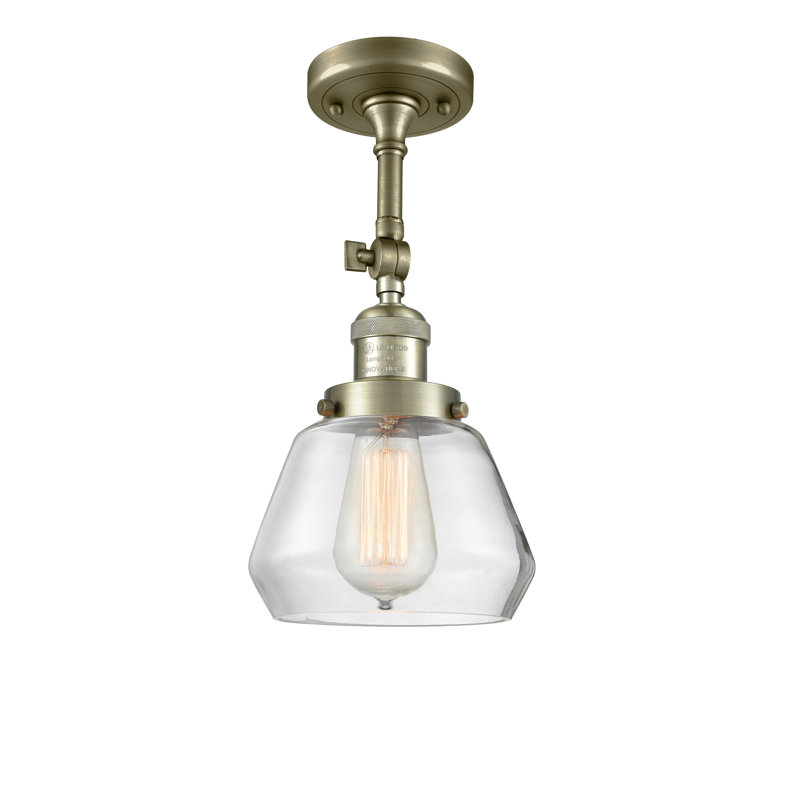 Rivka Glass Semi Flush Mount, Antique Brass, Clear, No Bulb Included