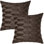 Housse de coussin en fourrure brodée - Hexagone