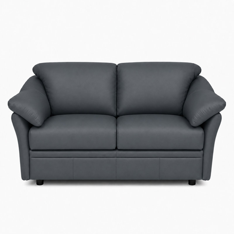 Causeuse en cuir Ramdev, Cuir véritable bleu, H 34 po x l 58 po x P 36 po