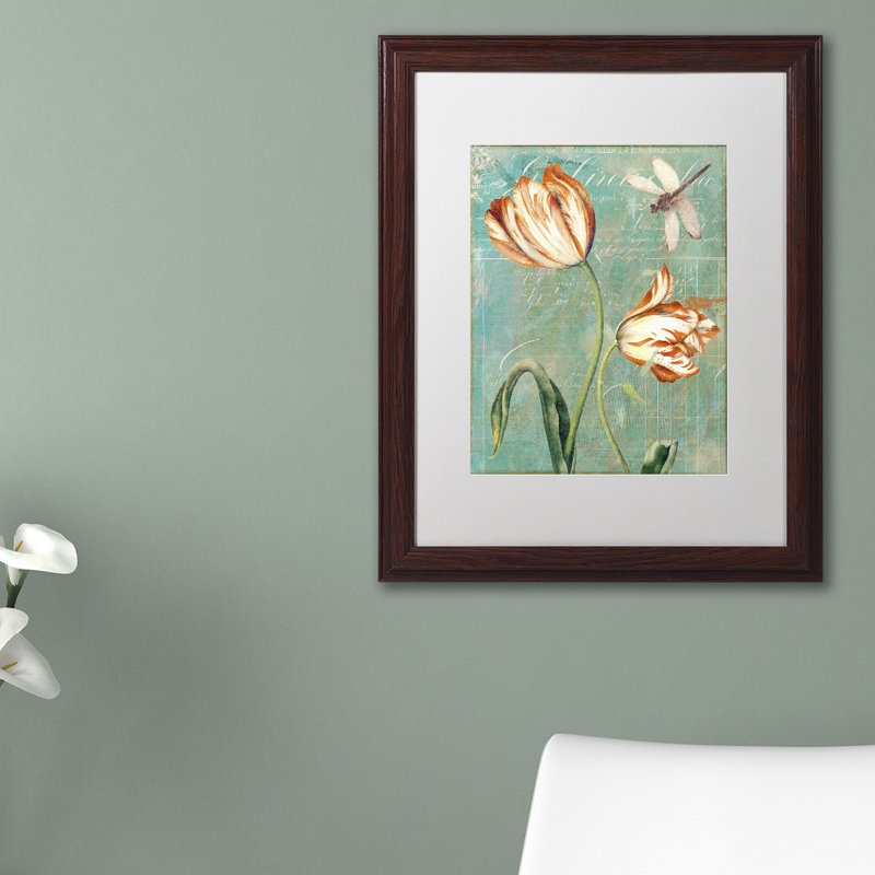 "tulipes ablaze i" par, impression encadrée Jadaya, H 14 po x l 11 po, Toile avec cadre brun, Blanc