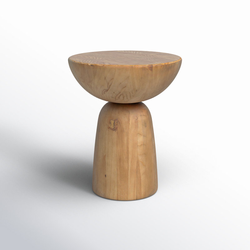 Natural Pine Round Solid Wood Pedestal End Table
