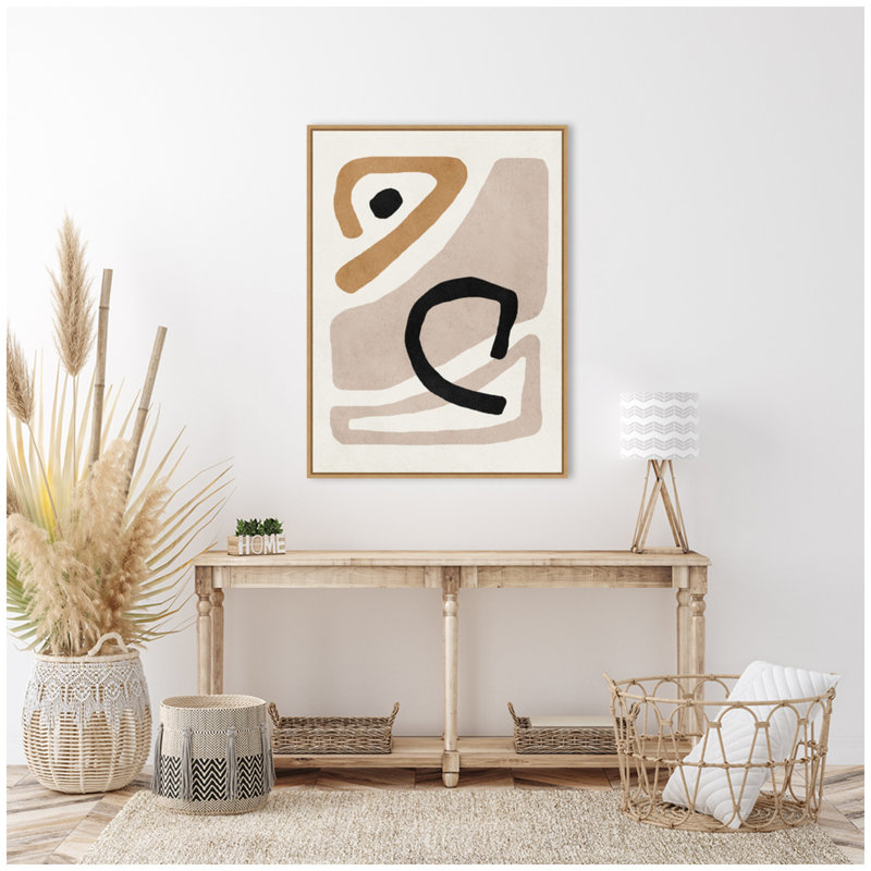 «Neutral Abstract 1 Minimal Modern Art» par juillet, reproduction d'art sur toile encadrée